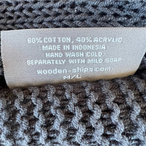 Wooden Ships Draped Cross Front Button Knit Sweater Navy Blue Size M/L - Picture 11 of 12